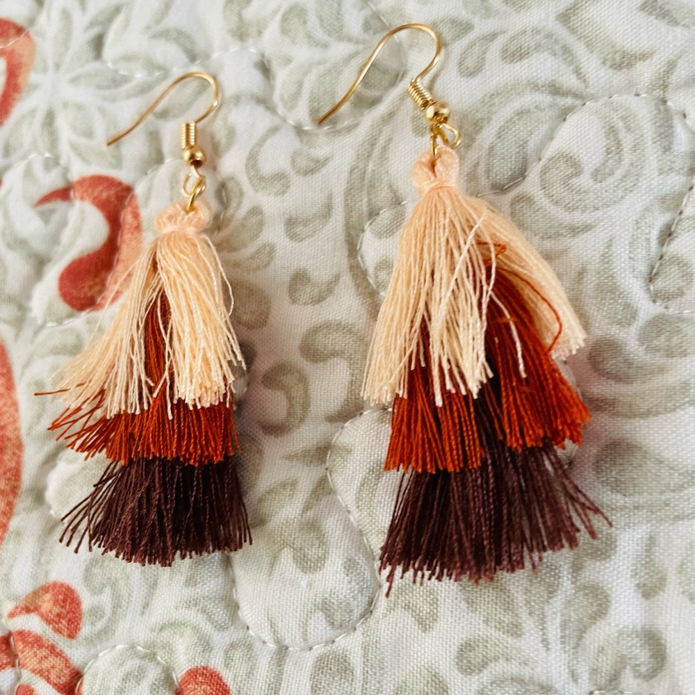Tri-Colored Tassel Earrings